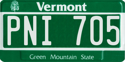 VT license plate PNI705