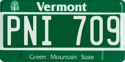 VT license plate PNI709
