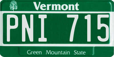 VT license plate PNI715