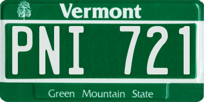 VT license plate PNI721