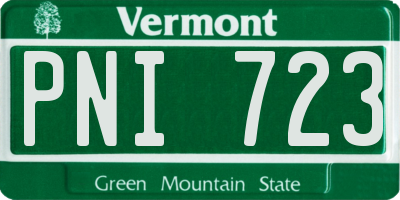 VT license plate PNI723
