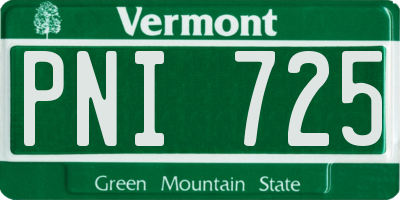 VT license plate PNI725