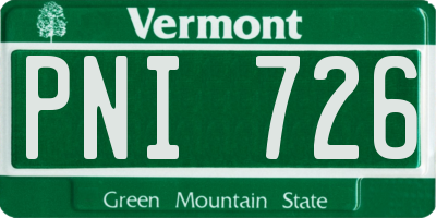 VT license plate PNI726
