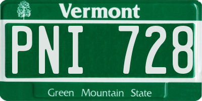 VT license plate PNI728