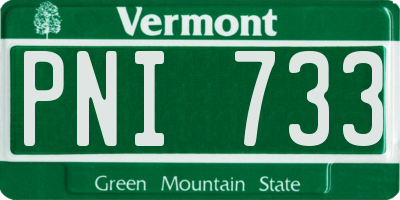 VT license plate PNI733