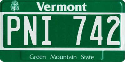 VT license plate PNI742