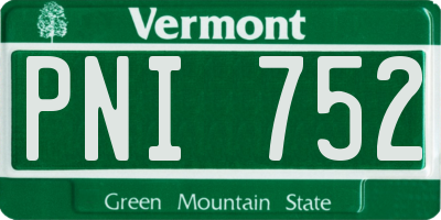 VT license plate PNI752