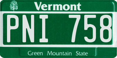VT license plate PNI758