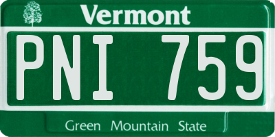 VT license plate PNI759