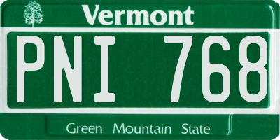 VT license plate PNI768