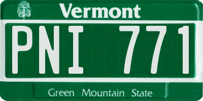 VT license plate PNI771