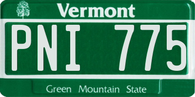 VT license plate PNI775