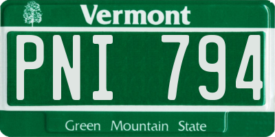 VT license plate PNI794