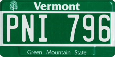 VT license plate PNI796