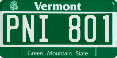 VT license plate PNI801