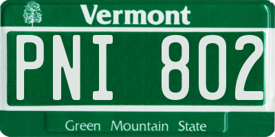 VT license plate PNI802