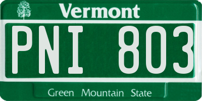 VT license plate PNI803