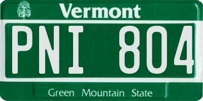 VT license plate PNI804