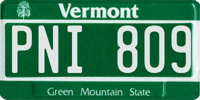 VT license plate PNI809