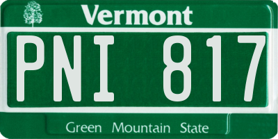 VT license plate PNI817