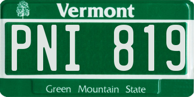 VT license plate PNI819