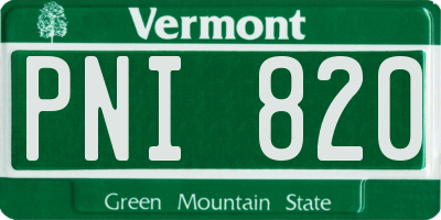 VT license plate PNI820