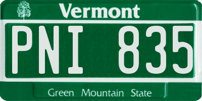 VT license plate PNI835