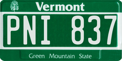 VT license plate PNI837