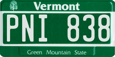 VT license plate PNI838
