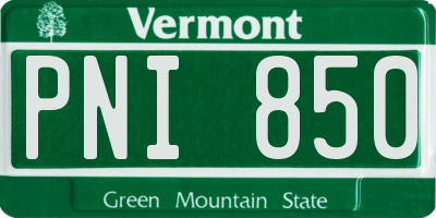 VT license plate PNI850