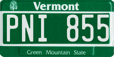 VT license plate PNI855