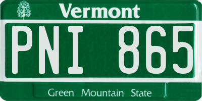 VT license plate PNI865