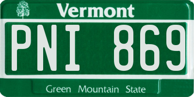 VT license plate PNI869