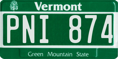 VT license plate PNI874