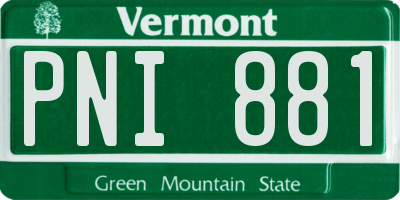 VT license plate PNI881