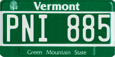 VT license plate PNI885