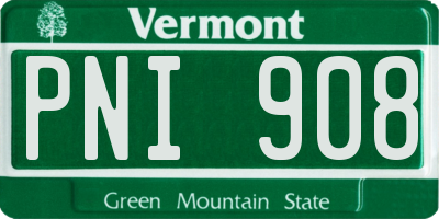 VT license plate PNI908