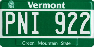 VT license plate PNI922