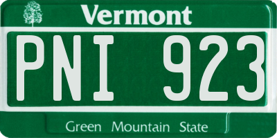 VT license plate PNI923