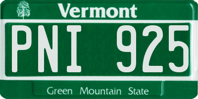 VT license plate PNI925