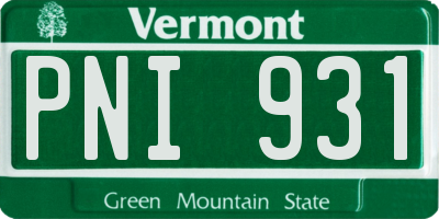 VT license plate PNI931