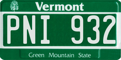 VT license plate PNI932