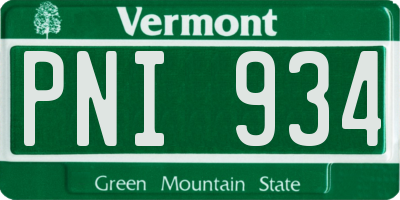 VT license plate PNI934