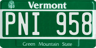 VT license plate PNI958