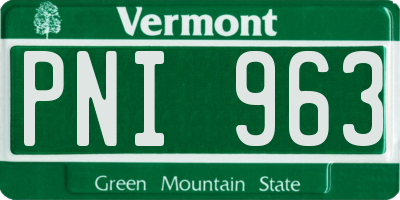 VT license plate PNI963