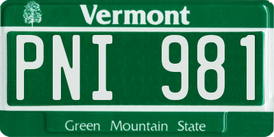 VT license plate PNI981