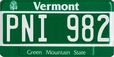 VT license plate PNI982