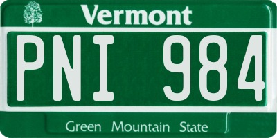 VT license plate PNI984