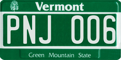 VT license plate PNJ006