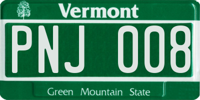 VT license plate PNJ008